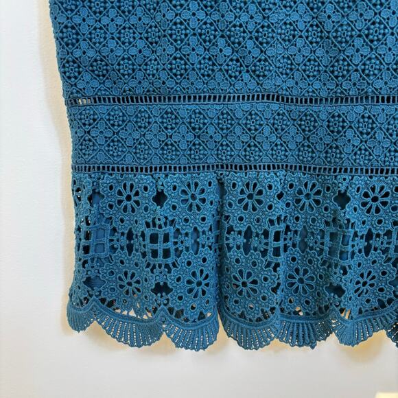 Talbots Eyelet Lace Sheath Dress Size 22W Teal Graceful Cocktail Elegant Holiday - Picture 6 of 14